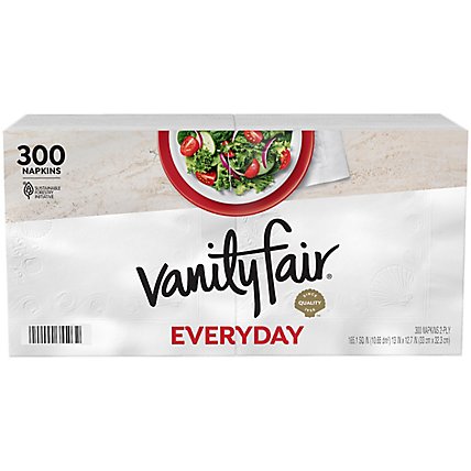 Vanity Fair Everyday Casual Napkins White Paper 2 Ply - 300 Count - Image 2