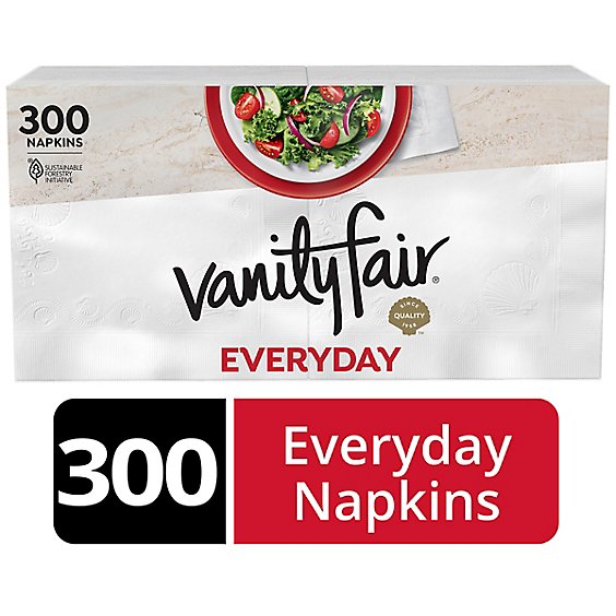 Vanity Fair Everyday Casual Napkins White Paper 2 Ply - 300 Count