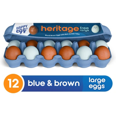 Happy Egg Eggs Heritage Breed Blue And Brown Large - 12 Count - Image 1