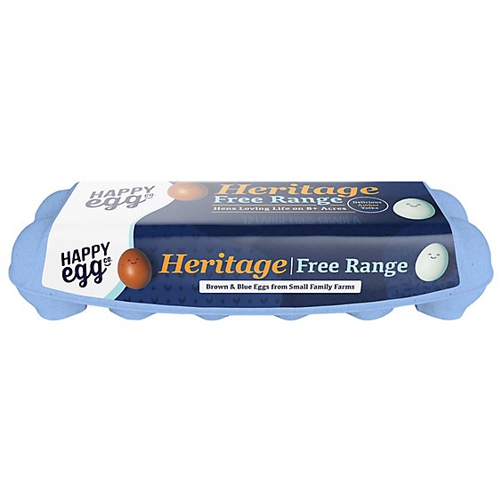 Happy Egg Eggs Heritage Breed Blue And Brown Large - 12 Count