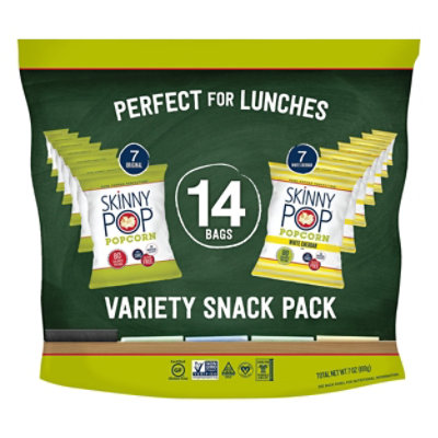 SkinnyPop Popped Popcorn Variety Pack Original and White Cheddar Popcorn - 14-0.5 Oz - Image 2