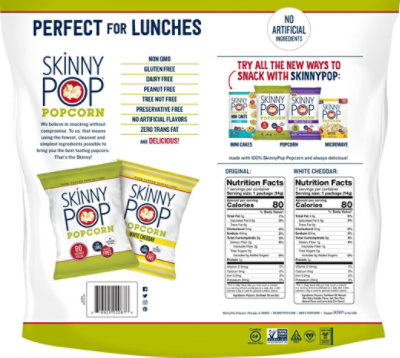 SkinnyPop Popped Popcorn Variety Pack Original and White Cheddar Popcorn - 14-0.5 Oz - Image 5