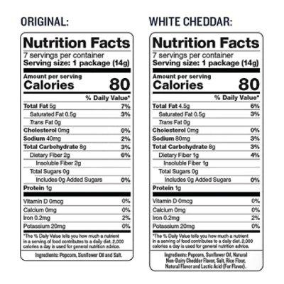 SkinnyPop Popped Popcorn Variety Pack Original and White Cheddar Popcorn - 14-0.5 Oz - Image 3