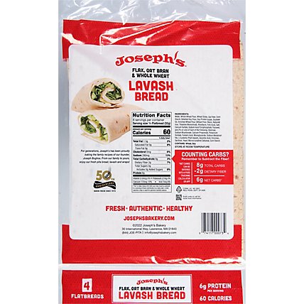 Josephs Lavash Bread Flax 4 Count - 9 Oz - Image 6