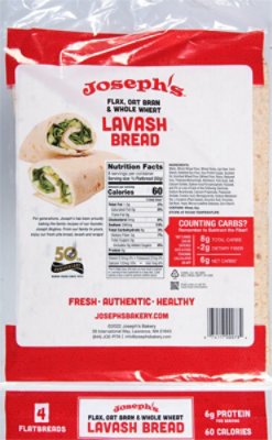 Josephs Lavash Bread Flax 4 Count - 9 Oz - Image 5