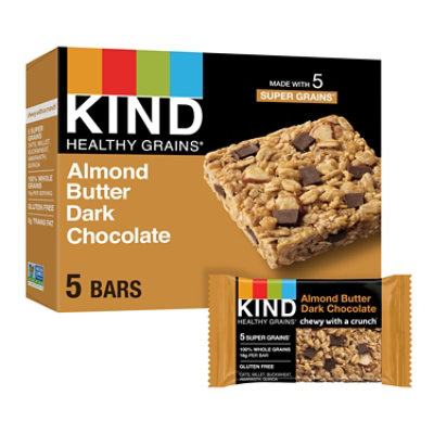 KIND Healthy Grains Almond Butter Dark Chocolate Gluten Free Snack Bars - 5-1.2 Oz - Image 1