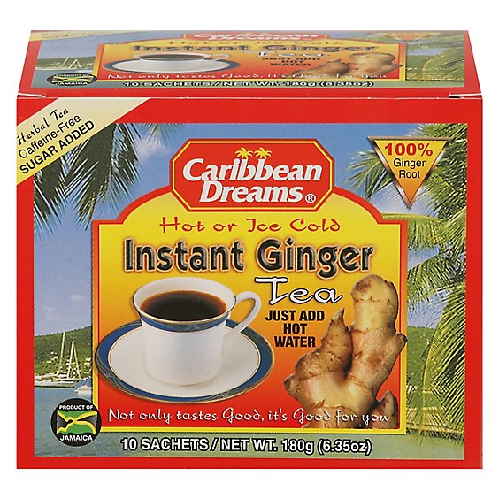 Caribbean Dreams Herbal Tea Instant Ginger Pre Sweetened 10 Count - 6.35 Oz