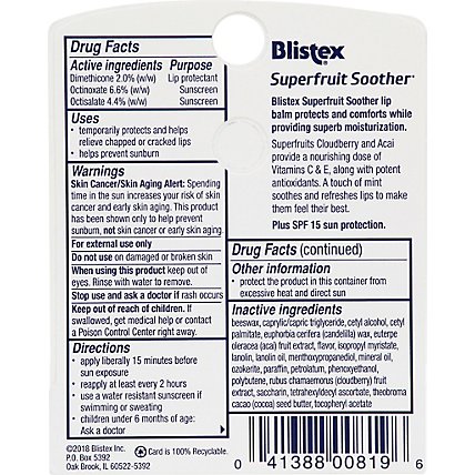 Blistex Lip Protectant/Sunscreen Superfruit Soother SPF 15 - 0.15 Oz - Image 4