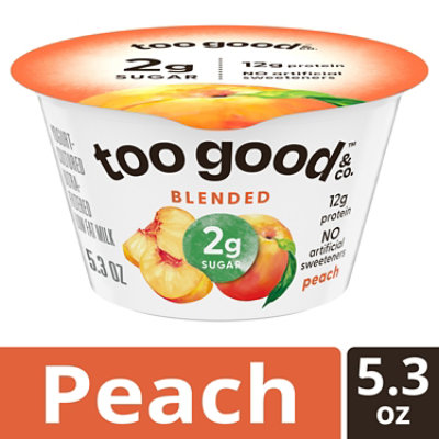 Too Good & Co. Peach Low Fat Lower Sugar Gluten Free Greek Yogurt - 5.3 Oz - Image 1