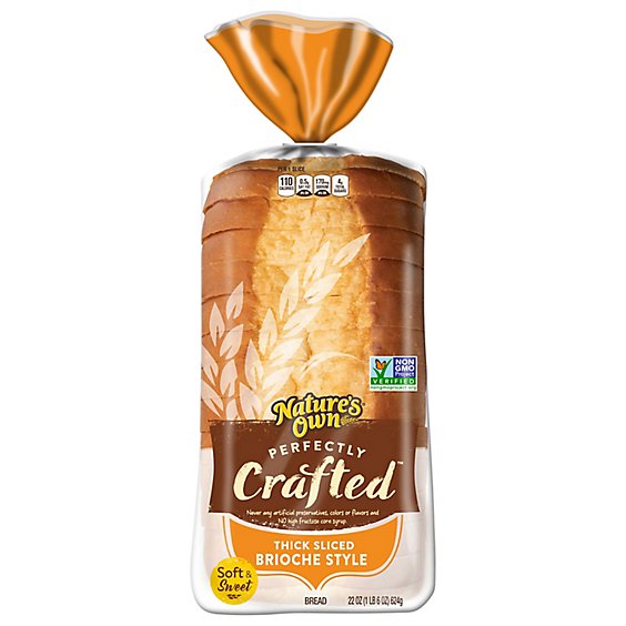 Natures Own Perfectly Crafted Brioche Style Bread Thick Sliced Non-GMO Brioche Bread - 22 Oz
