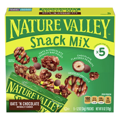  Nature Valley Snack Mix Crunchy Granola Oats N Chocolate Peanut - 5 Count 
