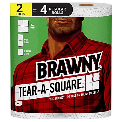 Brawny paper Towels Tear A Square Regular Roll White - 2 Roll - Image 3