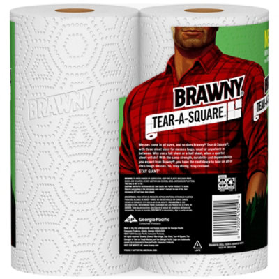 Brawny Tear-A-Square Paper Towels - Strong, Absorbent, Pick Your Size (12 Count Rolls)