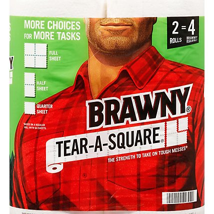 Brawny paper Towels Tear A Square Regular Roll White - 2 Roll - Image 2