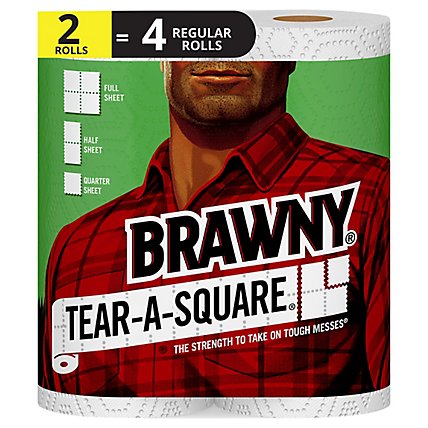Brawny paper Towels Tear A Square Regular Roll White - 2 Roll - Image 1
