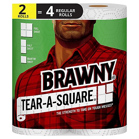Brawny paper Towels Tear A Square Regular Roll White - 2 Roll