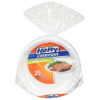 Hefty Medium Round Foam Disposable Plates - 200 Count
