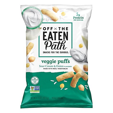 Off The Eaten Path Veggie Puffs Sour Cream & Onion Plastic Bag - 4.5 Oz