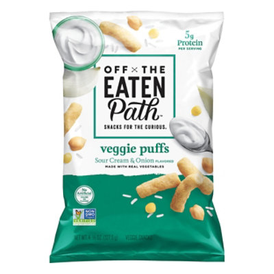 Off The Eaten Path Veggie Puffs Sour Cream & Onion Plastic Bag - 4.5 Oz