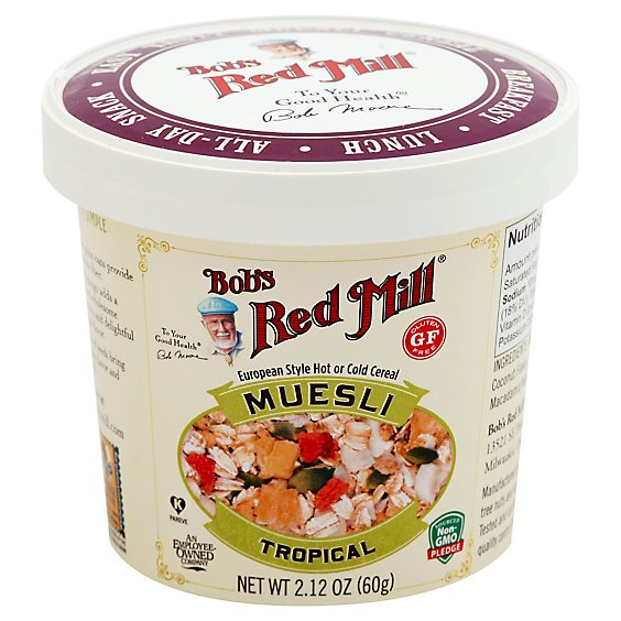 Bobs Red Mill Cereal Muesli Gluten Free Tropical Cup - 2.12 Oz