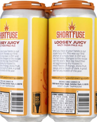 Short Fuse Loosey Juicy Hazy Ipa 4/16c - 4-16 Fl. Oz. - Image 4
