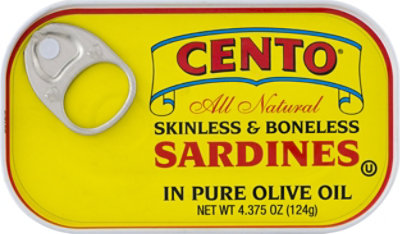 Cento Sardines Skinless & Boneless In Olive Oil Salt Added - 4.375 Oz - Image 1