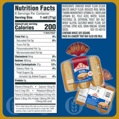 Oroweat Sub Rolls - 15 Oz - Image 2