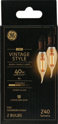 GE Light Bulbs LED Vintage Style Warm Candle Light Candelabra Base 40 Watts CAC - 2 Count - Image 2