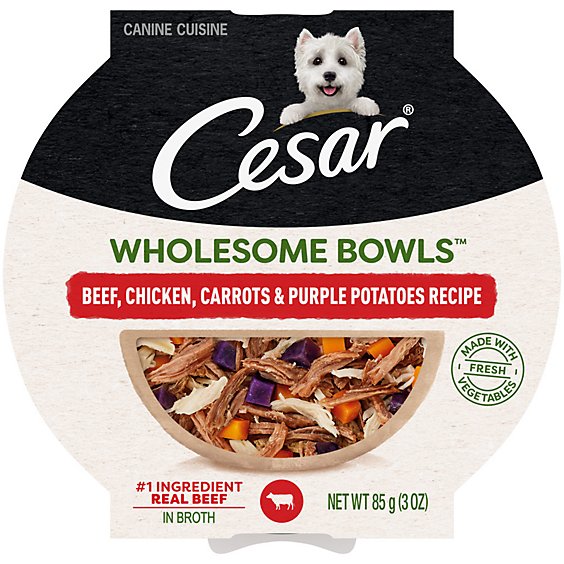Cesar Wholesome Bowls Beef Chicken Carrots And Purple Potatoes Recipe Adult Wet Dog Food - 3 Oz