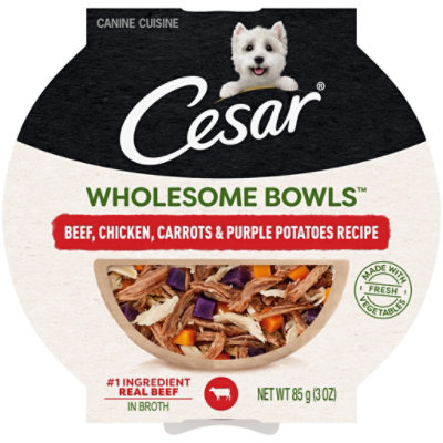 Cesar Wholesome Bowls Beef Chicken Carrots And Purple Potatoes Recipe Adult Wet Dog Food - 3 Oz
