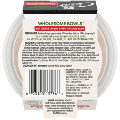 Cesar Wholesome Bowls Beef Chicken Carrots And Purple Potatoes Recipe Adult Wet Dog Food - 3 Oz - Image 2