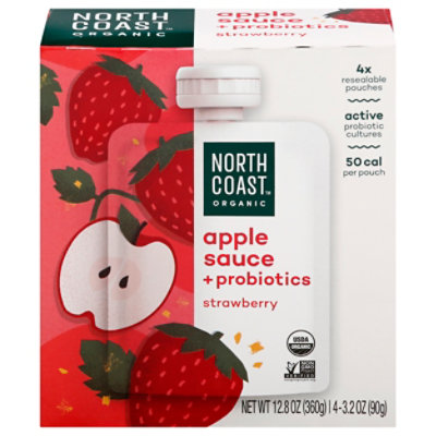 North Coast Organic Apple Sauce + Probiotics Strawberry - 4-3.2 Oz - Image 3