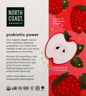 North Coast Organic Apple Sauce + Probiotics Strawberry - 4-3.2 Oz - Image 6