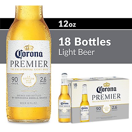 Corona Premier Mexican Lager Light Beer Bottles 4.0% ABV - 18-12 Fl. Oz. - Image 1