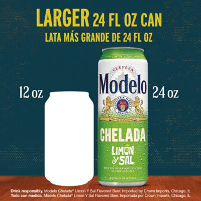 Modelo Chelada Limon y Sal Mexican Import Flavored Beer 3.5% ABV - 24 Fl. Oz. - Image 4