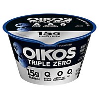 Oikos Triple Zero Greek Yogurt Blended Nonfat Blueberry - 5.3 Oz - Image 1