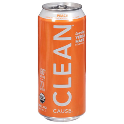 CLEAN Cause Sparkling Yerba Mate Peach - 16 Fl. Oz. - Image 2