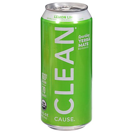CLEAN Cause Sparkling Yerba Mate Lemon Lime - 16 Fl. Oz. - Image 2