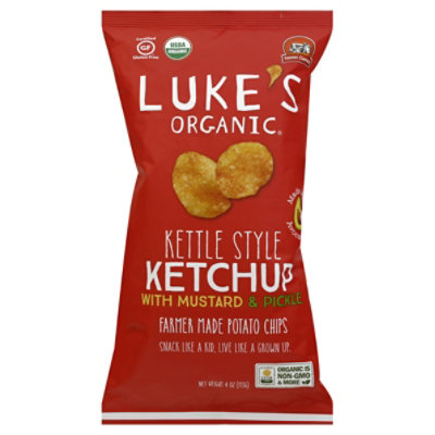 Lukes Organic Kettle Chip Mustard Ketchup - 4 Oz - Image 1