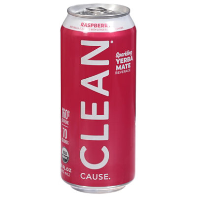 CLEAN Cause Sparkling Yerba Mate Raspberry - 16 Fl. Oz. - Image 2