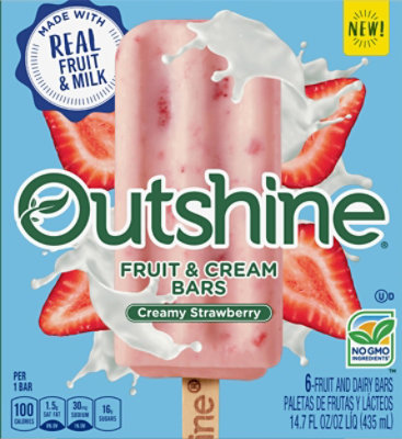 Outshine Fruit & Dairy Bars Creamy Strawberry 6 Count - 14.7 Fl. Oz.