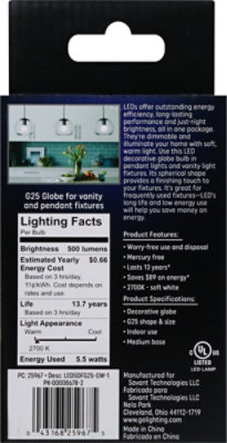 GE Light Bulb LED Soft White Decorative Globe Frosted Finish 60 Watts G25 - Each - Image 4