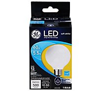 GE Light Bulb LED Soft White Decorative Globe Frosted Finish 60 Watts G25 - Each