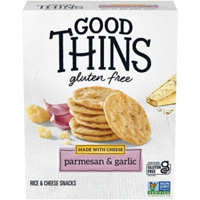 Good Thins Parmesan & Garlic Rice & Cheese Snacks Gluten Free Crackers - 3.5 Oz - Image 1