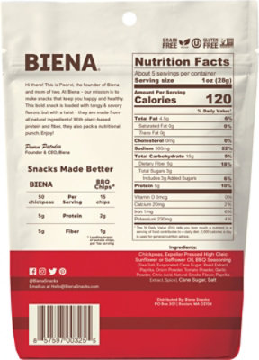 Biena Chickpea Roasted Bbq - 5 Oz - Image 6