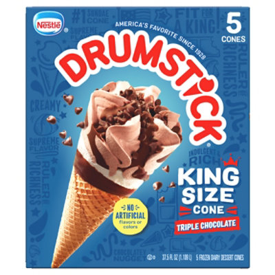Drumstick Frozen Dairy Dessert Cones Triple Chocolate King Size 5 Count - 37.5 Fl. Oz. - Image 3