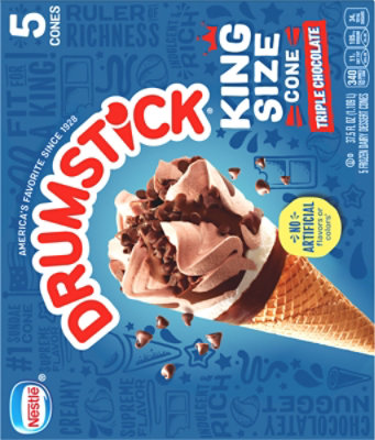 Drumstick Frozen Dairy Dessert Cones Triple Chocolate King Size 5 Count - 37.5 Fl. Oz. - Image 6