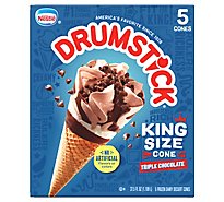 Drumstick Frozen Dairy Dessert Cones Triple Chocolate King Size 5 Count - 37.5 Fl. Oz.