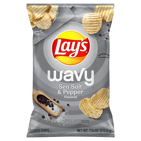 Lays Potato Chips Wavy Salt & Pepper - 7.5 Oz
