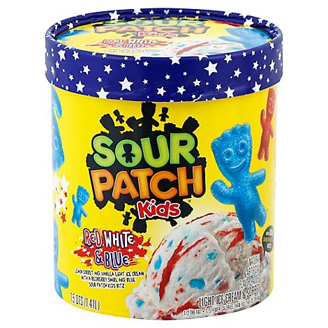 Sour Patch Kids Ice Cream Light Red White & Blue 1.5 Quart - 1.41 Liter